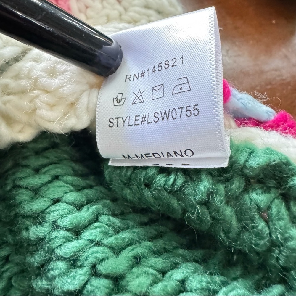 Listicle Granny Square Crochet Cardigan Sweater Green Multicolor Size M - Picture 10 of 11